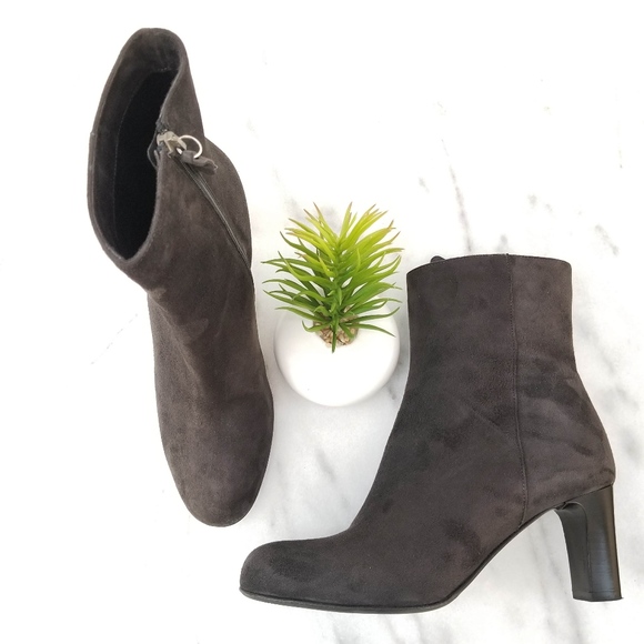 Julie Dee Ankle Boot Brown Suede Women's Zip Heels - Picture 1 of 8